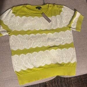 NWT J Crew lime green and lace sweater size M